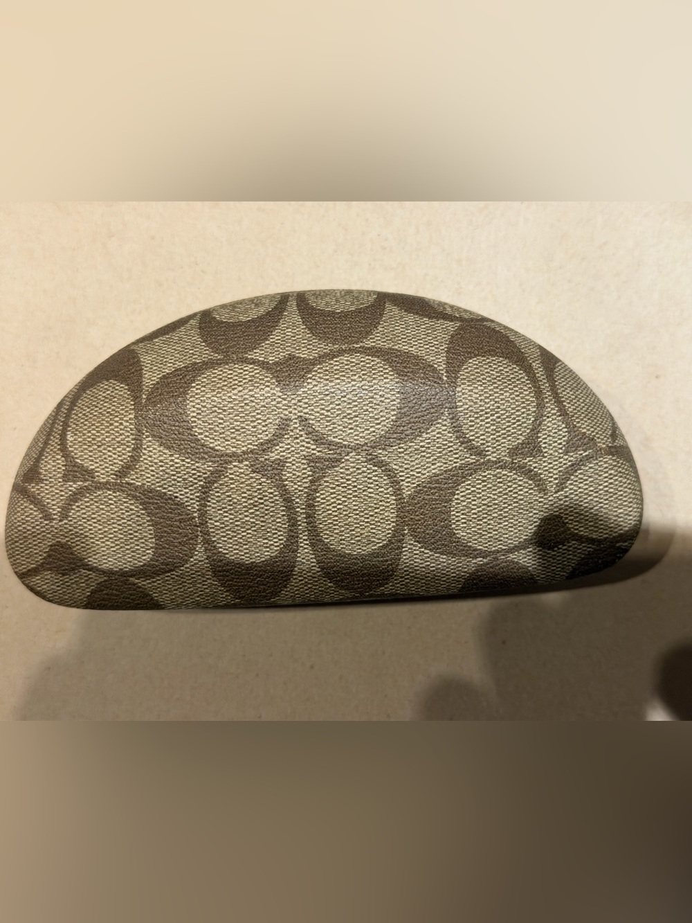 COACH Signature Print Sunglasses Case - Khaki/Tan